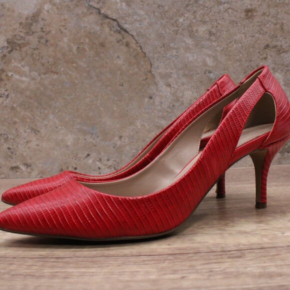 Charles By Charles David Addition Heels Pump Womens Size 8M Red Lizard - Picture 2 of 8